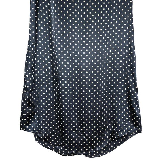 Alice Ritter Shirt Dress Womens 2 100% Silk Black Gold Polka Dot Rounded Hem - Picture 8 of 9